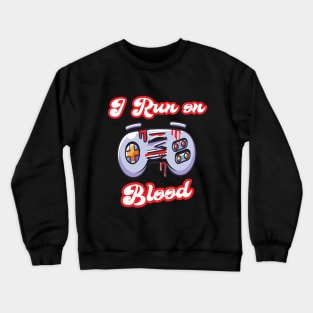 I run on joystick blood gamer Halloween costume vintage gamer gift Crewneck Sweatshirt